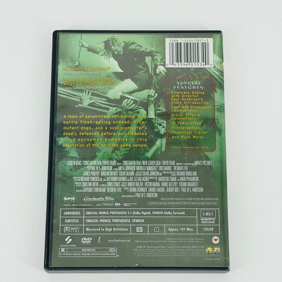 Resident Evil Movie DVD - Good Used Condition - Picture 8 of 12